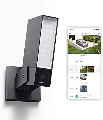 Netatmo Cámara de Seguridad Exterior WiFi Foco 12W, Video HD 1080p, Detección Inteligente de Personas, Animales y Vehículos, Visión Nocturna y Almacenamiento Sin Costo - NOC01-AMZ