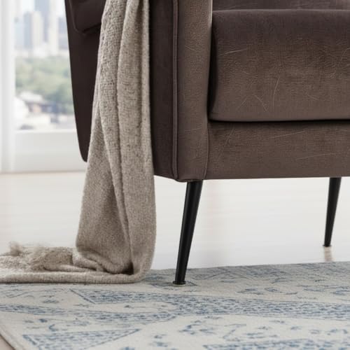 Image of Lakdi The Furniture Luxury Velvet Upholstered Lounge Chair with Soft Padded Cushion & Black Metal Legs, Mid-Century Modern Sofa Chair | 5 Years Warranty | Free Assembly - 15185260