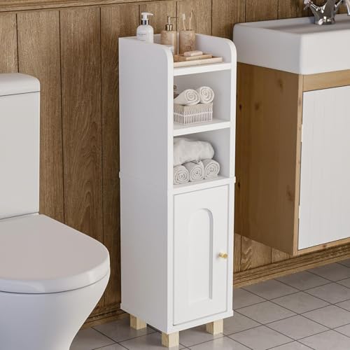 Nordivale Badezimmerschrank mit Einzeltür, Badschrank mit 4 Fächern in...