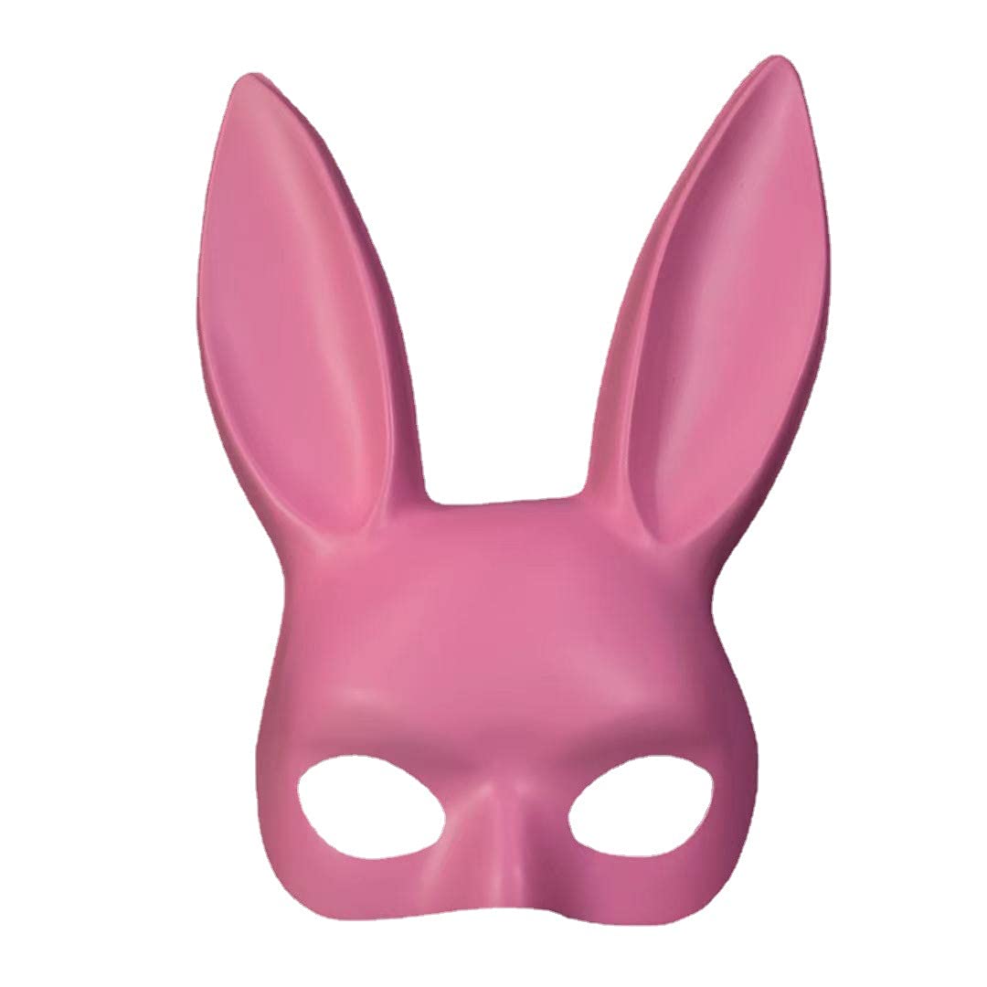 NZXVSE Pink Bunny Mask, Adult Bunny Ear Womens Rabbit Half Mask for Birthday Party Easter Halloween Costume Accessory