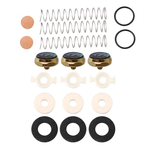 Yibuy Bb Trumpet Piston Spring Kit Felt Washer Abalone Shell Finger Button Set of 19