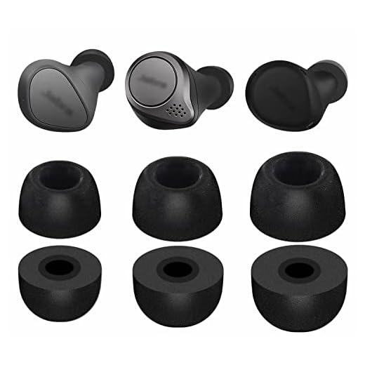 3 Pairs Memory Foam Elite 75T / Elite 3 / Elite 7 Pro Ear Tips Buds, Replacement Reduce Noise Comfortable Eartips Compatible with Jabra Elite 65T / Elite 7 Active/Elite 4 Active - S/M/L Black
