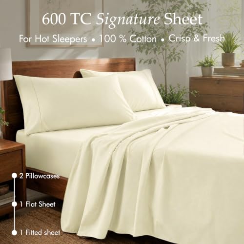 Image of Threadmill 600 Thread Count Cotton Queen Sheet Set, Sateen, White, 4-Piece