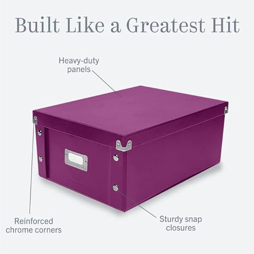 Snap-N-Store Cd & Dvd Storage Box - Pack Of 1 - Double Wide 6.1 X 10.5 X 14 Inch Disc Holder With Lid To Store Up To 330 Discs - Berry #TOP2