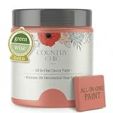 Country Chic All-in-One Chalk Paint for Furniture, Cabinets, Home Decor, Eco-Friendly, Matte Finish, Built-In Primer & Top Coat for Wood, Metal - Sunset Glow (Coral Pink) - 4 oz (118 ml)