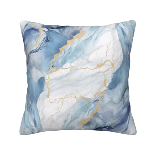 Housse de coussin velours côtelé marbre bleu chic pour lit 40x40 - 2