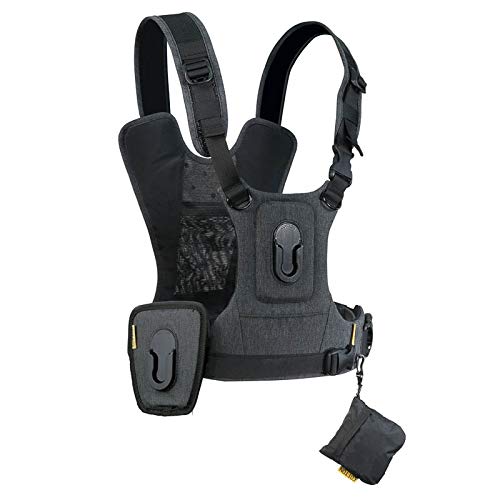 Cotton Carrier - 2 G3 Charcoal - Brustgeschirr als Tragesystem für 2 DSLR- oder DSLM-Kameras mit Zoomobjektiv aus Baumwolle, Klassisch, Kamera-Tragegurt, Camera Strap, Camera Harness