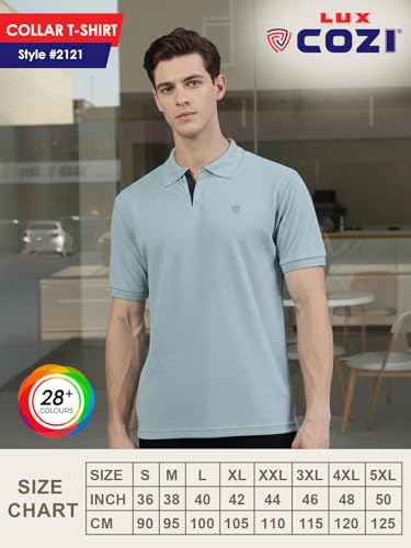 Image of Lux Cozi Men's Cotton Solid Polo Tshirt | Collar Tshirts | Half Sleeves | Stylish & Premium All Day Wear | Pack of 1