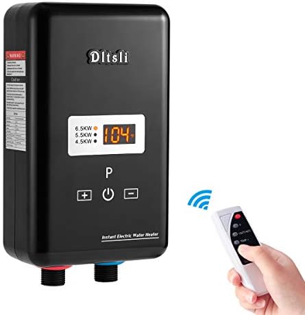 240V 6.5KW Tankless Instant Electric Water Heater Hot Water Heating with Remote Control Digital Display for Home Kitchen Bathroom Shower RV Camping Camp