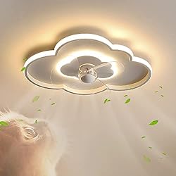 Lamparas Ventilador Techo Infantiles KNVSS 30W Ventilador De Techo Con Luz Y Mando a Distancia Silencioso, Lampara Ventilador Techo LED Regulable, Ventilador Ultra Reversible 6 Velocidades Para Salón Dormitorio Infantil