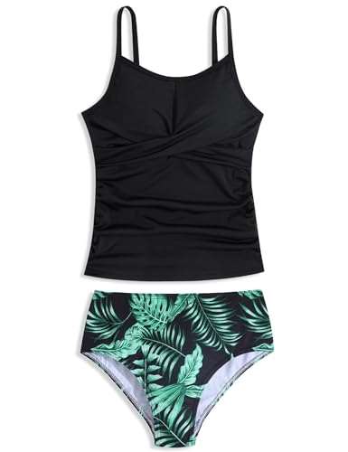 Girls Swimsuits 2 Piece Bathing Suit Tropical Floral Swimwear 7-16 Years Beach Sport Halter Tankini