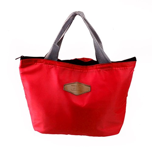 Wanshop Waterproof Lunch Bag, Waterproof Portable Food Storage Box Practical Reusable Green Bag Insulation Picnic Bag (Red)