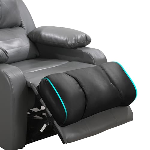ROYALAY Recliner Leg Rest Cushion, PU Foot Pillow for Legs, Leg Support Pillow to Elevate Feet with Adjustable Straps, Foam Leg Elevation Pillow, Half Moon Pillow for Leg and Foot Swelling,Black