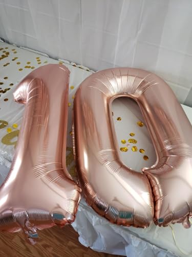 Image of 0 Balloon 40 inch Pearl Pink Number Balloons for 10th Birthday Decoration | Saturated Color, Large 40 in, With Straw & Hanging Hole, For Back-to-School Season, Wedding, Christmas, New Year, Anniversary