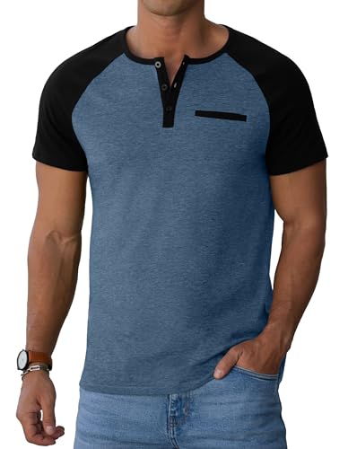 Image of Sailwind Men's Cotton Henley Short Sleeve Casual T-Shirts with Pocket