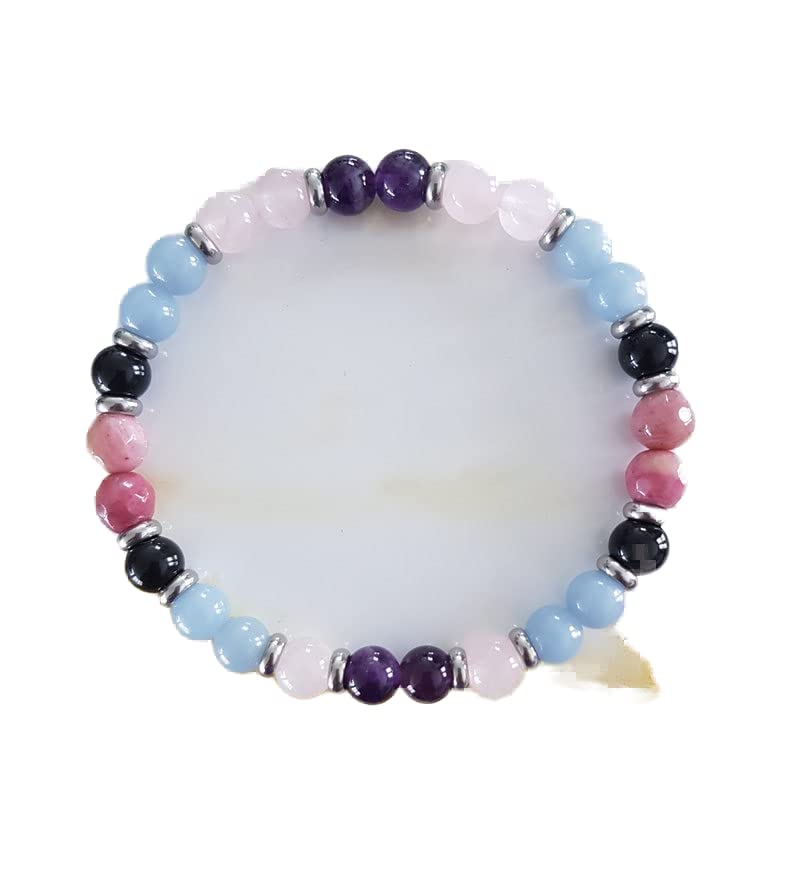 Bracelet en améthyste et rhodochrosite de qualité supérieure perles 6mm
