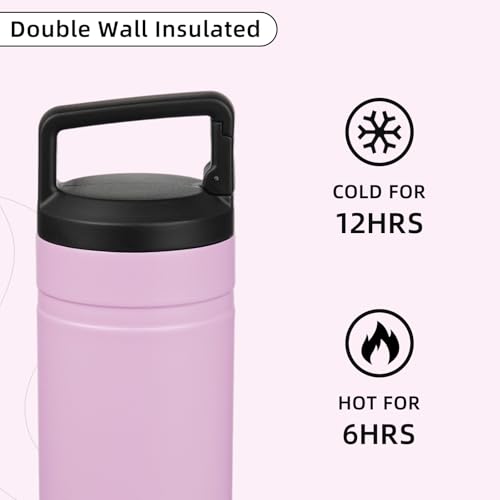 Image of BJPKPK 20 oz Insulated Travel Water Bottle, Coffee Tumbler Stainless Steel | Double Wall Vacuum, Leakproof, Thermal, Keeps Hot /Cold, Dishwasher Safe, Spill Proof, Wide Mouth, 2 Lids, Light Pink