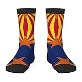 BLWSLC Arizona Flag Printed 1 Black stretch mid calf socks, warm and suitable for sports and running., 3 Black, One Size
