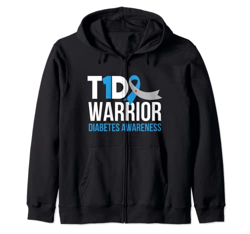 T1D Warrior Diabetes Awareness Type 1 Diabetic Zip Hoodie