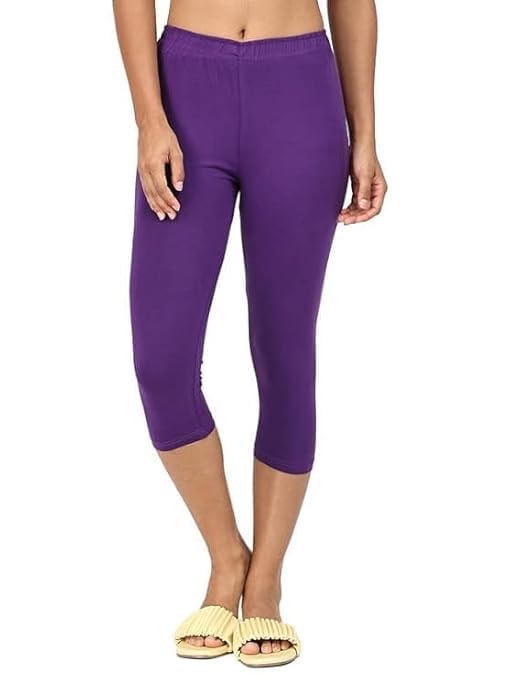 JAGMOOLYA Products Premium Stretchable Cotton Capri Legging for Women | Suitable for Formal wear & Casual wear | High-End Elastic Makes. The Leggings (Size Fit-Small to Large) (Purple)-picture-48