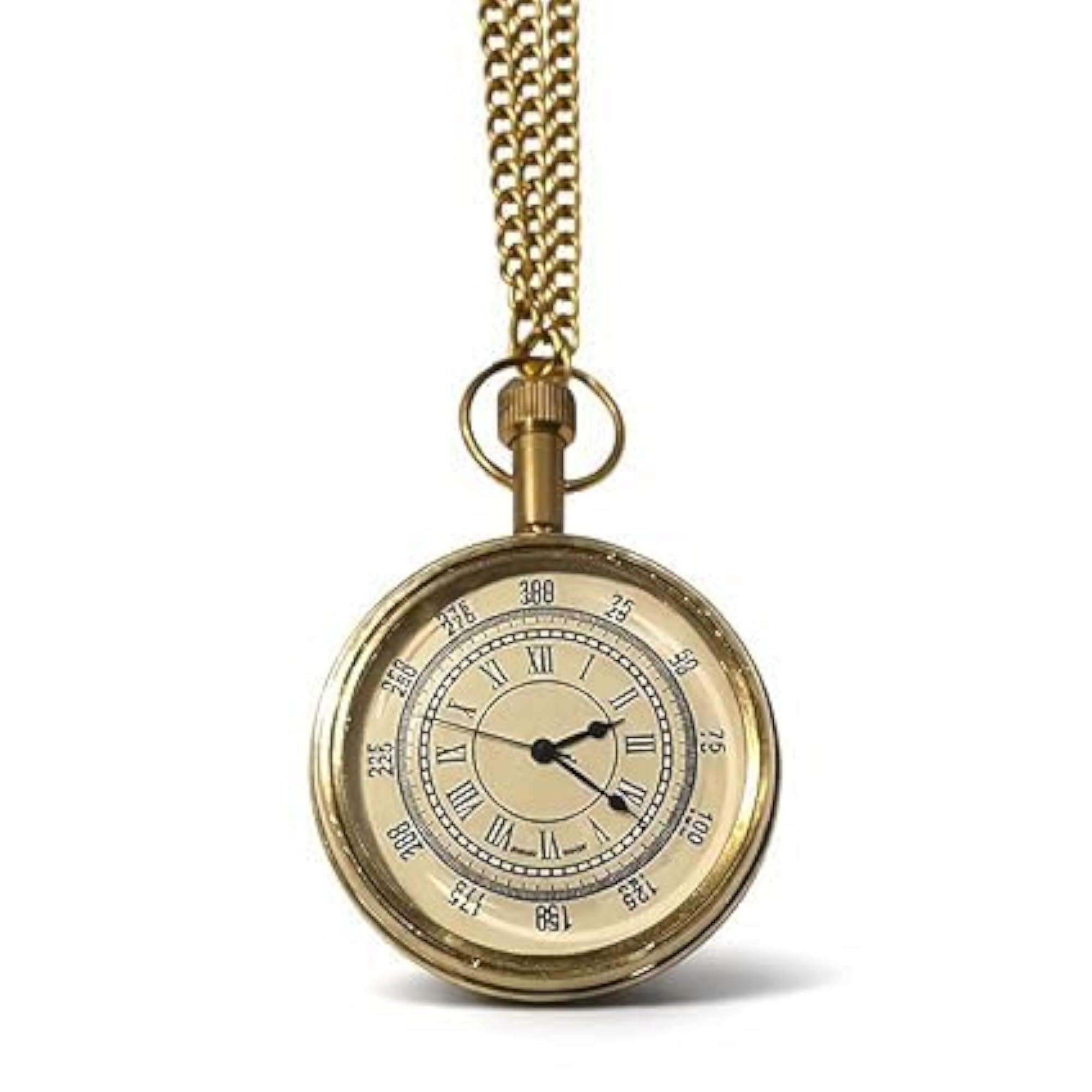 Antique Brass Pocket Watch Chain, Retro Roman Dial