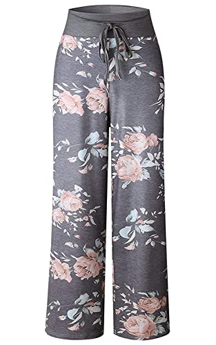 Image of NEWCOSPLAY Women's Comfy Pajama Pants Casual Drawstring Palazzo Lounge Wide Leg Pants