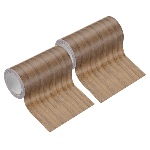 Image of PATIKIL Wood Grain Tape 4 inch x 15 Ft, 2 Pcs Self-Adhesive Wood Texture Repair Tape Realistic Wooden Effect Patch for Furniture Cabinets Floor Walls,Dark Brown Oak