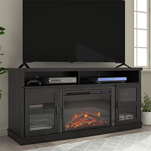 Ameriwood Home Ayden Park Fireplace TV Stand up to 65" in Black Oak
