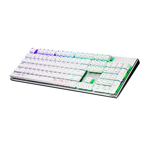 Image of Cooler Master SK653 Wireless Sliver White Mechanical Keyboard with Low Profile Red Switches, New and Improved Keycaps, and Brushed Aluminum Design
