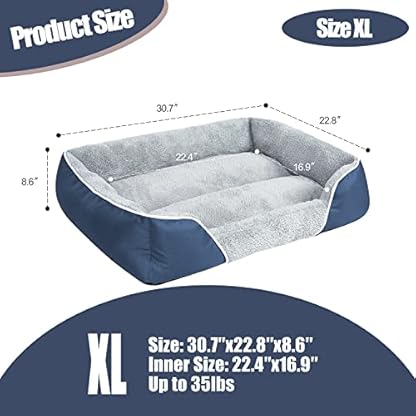 RIROMGY Dog Bed for Medium Dogs, Rectangle Machine Washable Dog Bed Warming Calming Pet Sofa Comfortable Orthopedic Dog Bed for Small Medium Dogs with Anti-Slip Bottom - Image 3