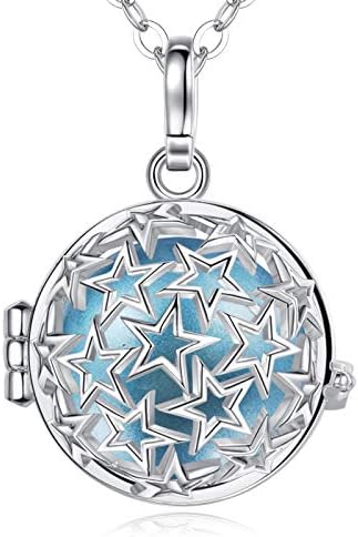 EUDORA Harmony Ball Pregnancy Necklace Bola Locket Pendant Necklaces for Women, Music Chime Wishing Ball Star Lotus Tree of Life Dream Catcher for Mom Baby Jewellery Gift, 76cm+114cm Chain