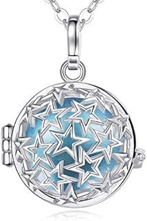 EUDORA Harmony Ball Pregnancy Necklace Bola Locket Pendant Necklaces for Women, Music Chime Wishing Ball Star Lotus Tree of Life Dream Catcher for Mom Baby Jewellery Gift, 76cm+114cm Chain