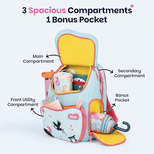 Image of Basil Kids School Combo | Wander 20L School Backpack + Bento Box Neo 1000ml Stainless Steel Lunch Box | Super Swoosh