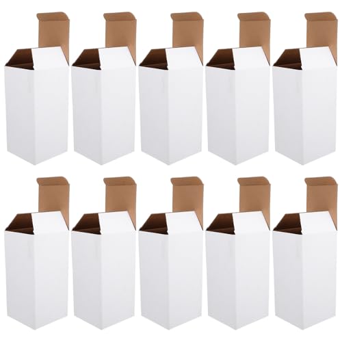 OATIPHO Cajas de Cartón Corrugado Blancas 10X10X20 CM Pack 10 Unidades para Envío Exprés Embalaje Resistente y Multifuncional Ideales para Mudanzas y Almacenamiento de Objetos Pequeños