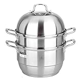 sdjyVer Dampfgarer/Suppentopf/Lebensmittelqualität 304 Edelstahl, 3-lagiger Verbund-Topfboden, gedämpfte Brötchen, gedünstete Hühnersuppe (Größe: 30 cm) (26 cm)