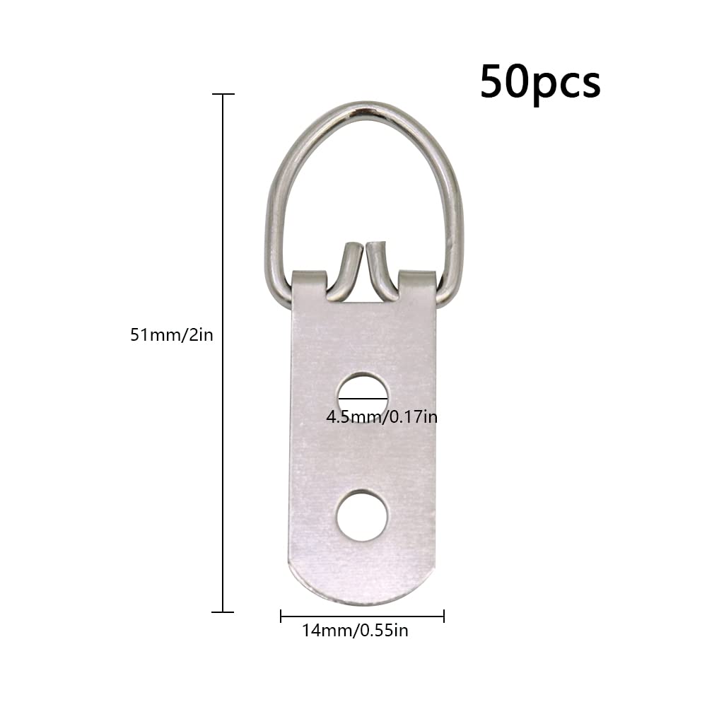 Ganci A D Per Cornici - 50 Pezzi Con Viti Per Appendere Quadri E Foto