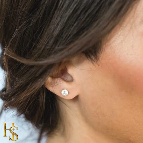 HIGHSPARK 925 Silver "Sparkling Martini" Solitaire Earrings | 92.5 Sterling Silver and Diamond like Brilliance Sparkling Zirconia | Lovely Gift - Image 3