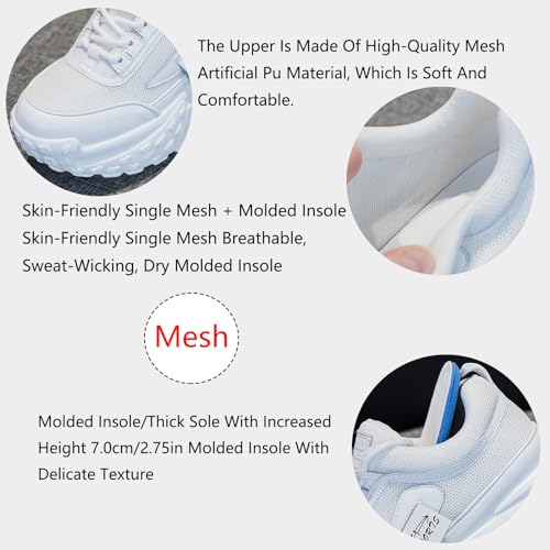 Women's Chunky Increase Height Lace-up Fashion Sneakers Shiny Anti-Slip Wear-Resistant Breathable Platform Wedge Low-top Sport Walking Shoes4