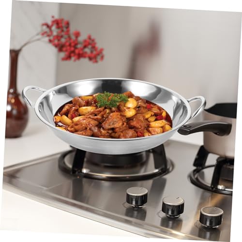 Wok de acero inoxidable con doble asa, pequeño para camping miniatura 5