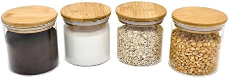 Oikos - Kit 4 Potes de Vidro 500ml com Tampa de Bambu Herméticos