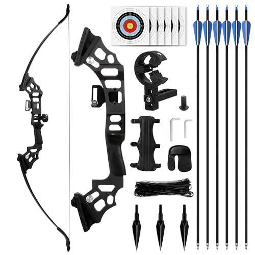 SERfawnCH Recurve Bow and Arrow Set for Adults, 30-40LBS Right-Handed Target Practice Bow with 6 Carbon Arrows, Arm Guard & Target Faces, 51