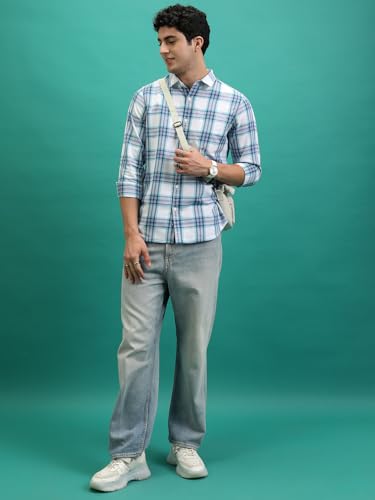 Image of Highlander Men's Slim Fit Check Shirt | Full Sleeves | Spread Collar | Casual Shirts for Men