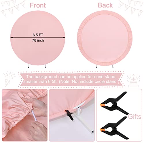 Image of Light Peach Round Backdrop Cover 6.5ft Balloon Arch Cover Birthday Photo Photography Background for Party Baby Shower Wedding Decorations