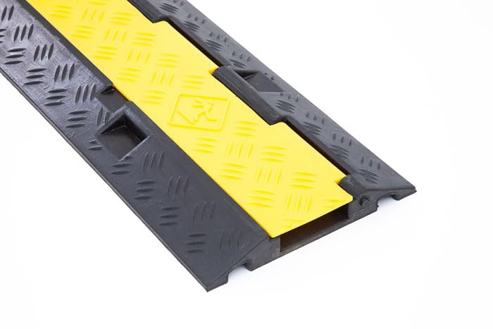 The Ramp People Protector de cable de suelo de 1 canal, 70 mm x 20 mm, cubierta de goma para cables para peatones y vehículos, pavimento, entrada, estacionamiento de cables y cables EV