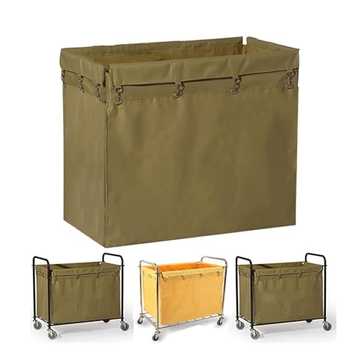 Bolsa De Tela Oxford Rectangular Para Carrito De Clasificación De Ropa, Bolsa Para Carrito De Lavandería Comercial, Tela Oxford Con Velcro, Bolsa De Tela De Repuesto Lavable A Máquina(Khaki)