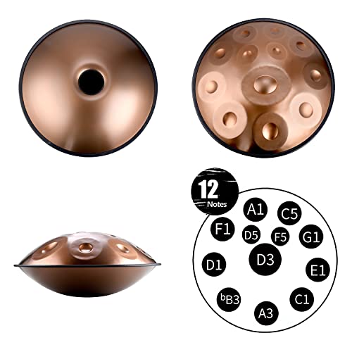 Tambor de acero Handpan 12 notas 22 pulgadas con bolsa y mazo miniatura 2