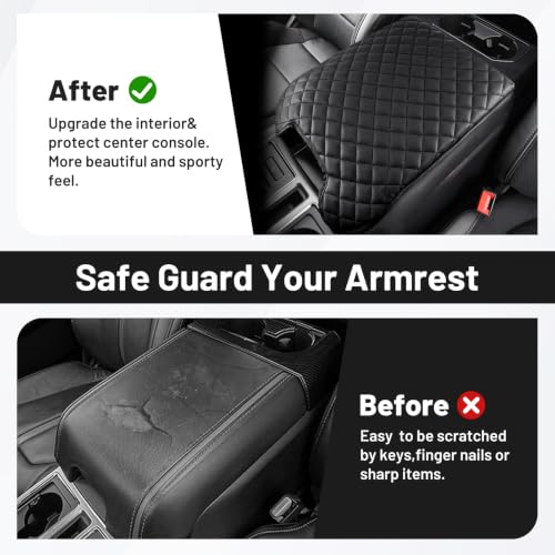 Image of Autorder Center Console Cover for 2015-2020 Ford F150 /2017-2022 F250 F350 F450 /2018-2024 Expedition Accessories Armrest Cover Anti-Scratch Middle Console Pad Armrest Protector(Bucket Seat ONLY)