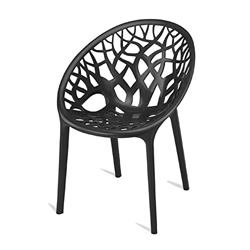 Image of Oaknest Neelakamal Crystal Plastic Chair and Table Set of 4+1 | Modern Cut-Out Design Indoor & Outdoor Furniture for Balcony, Garden, Patio, and Living Room | Iron Black