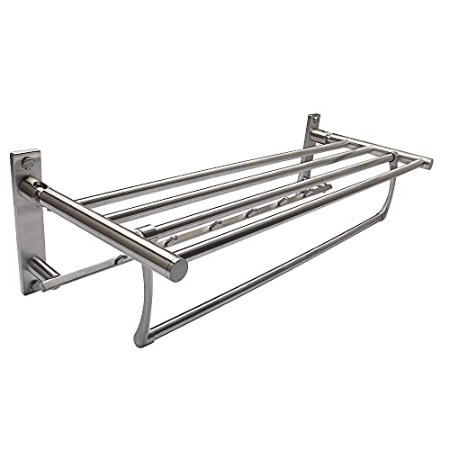 Porte-serviettes de salle de bain rotatif et étagère pliante gain de place murale