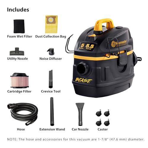 Vacmaster Professional Beast Series 5-Gallon* 5.5 Peak HP† Wet/Dry Vacuum